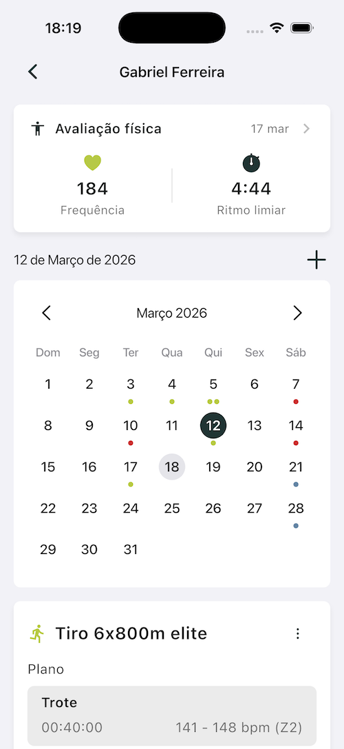 Calendário do atleta
